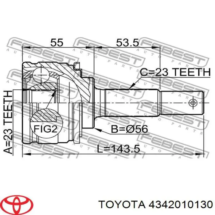 ШРУС зовнішній передній 4342010130 Toyota