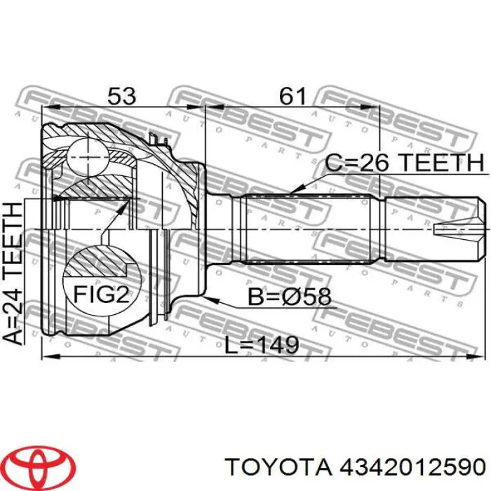 4342012590 Toyota Привід лівий