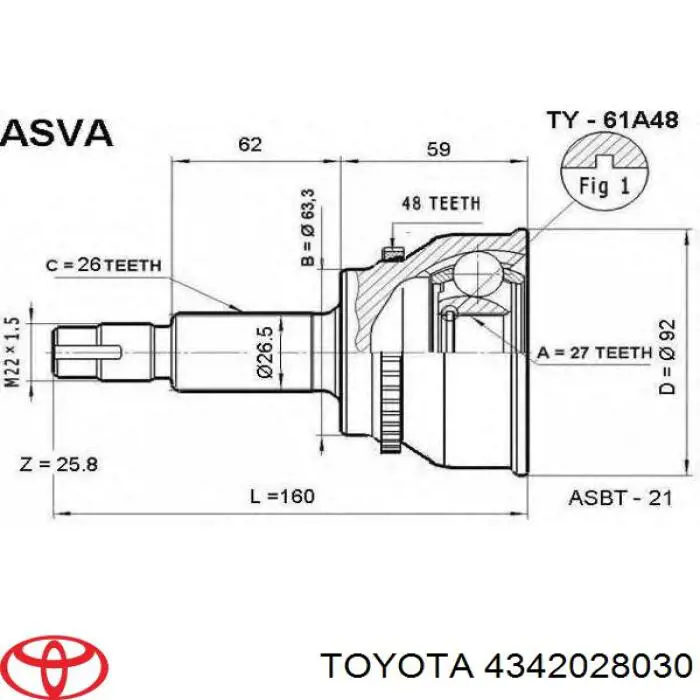 Купити 4342028030 Toyota Ліва піввісь