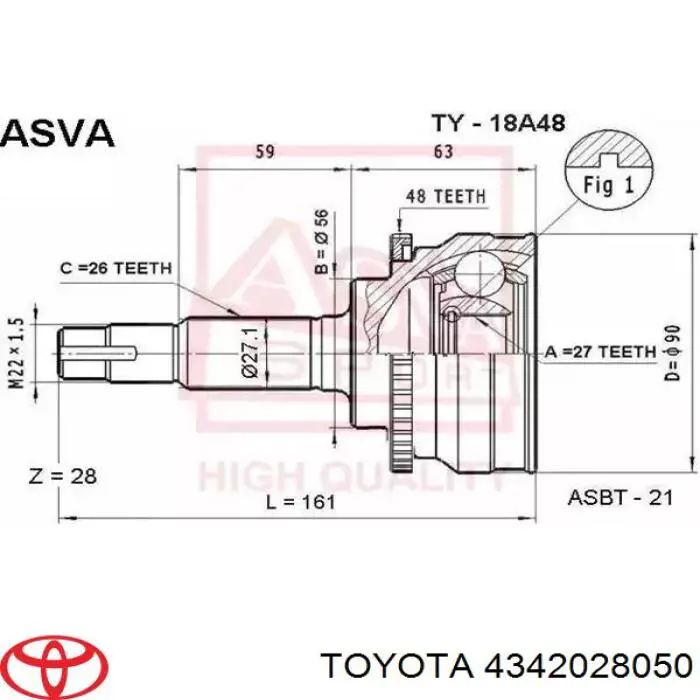 Купити 4342028050 Toyota Ліва піввісь