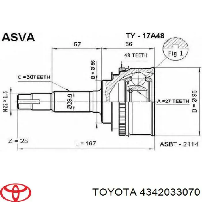 Ліва піввісь 4342048041 Toyota