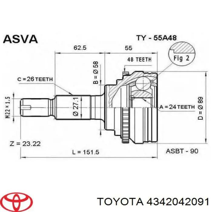 Привід передній лівий Toyota 4342042091 ціна, від 109.71 USD