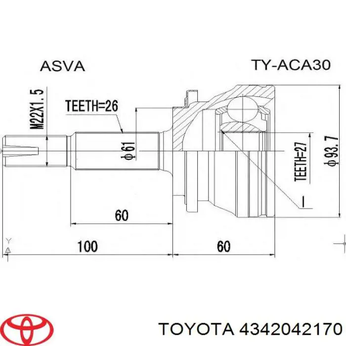 Піввісь (привід) передня, ліва 4342042170 Toyota