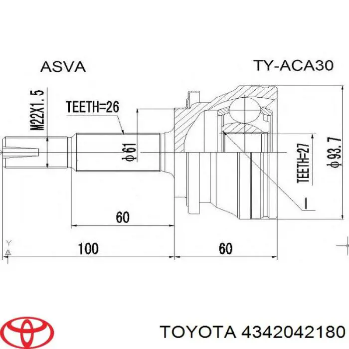 Привід передній лівий Toyota 4342042180 ціна, від 62.57 USD