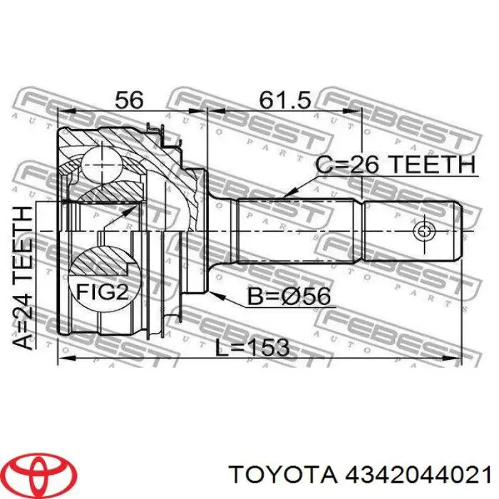 Привід передній лівий Toyota 4342044021 ціна, від 1041.27 USD