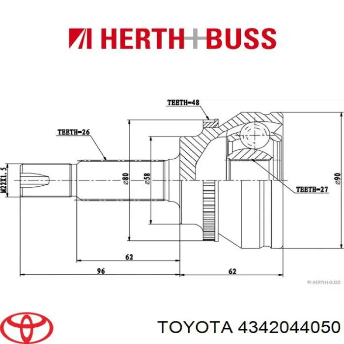 4342044050 Toyota Привід лівий