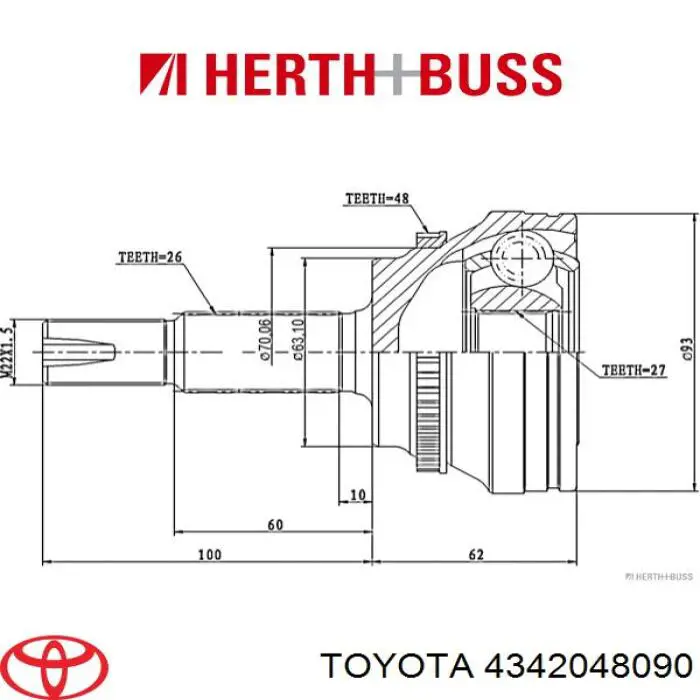 Купити 4342048090 Toyota Ліва піввісь