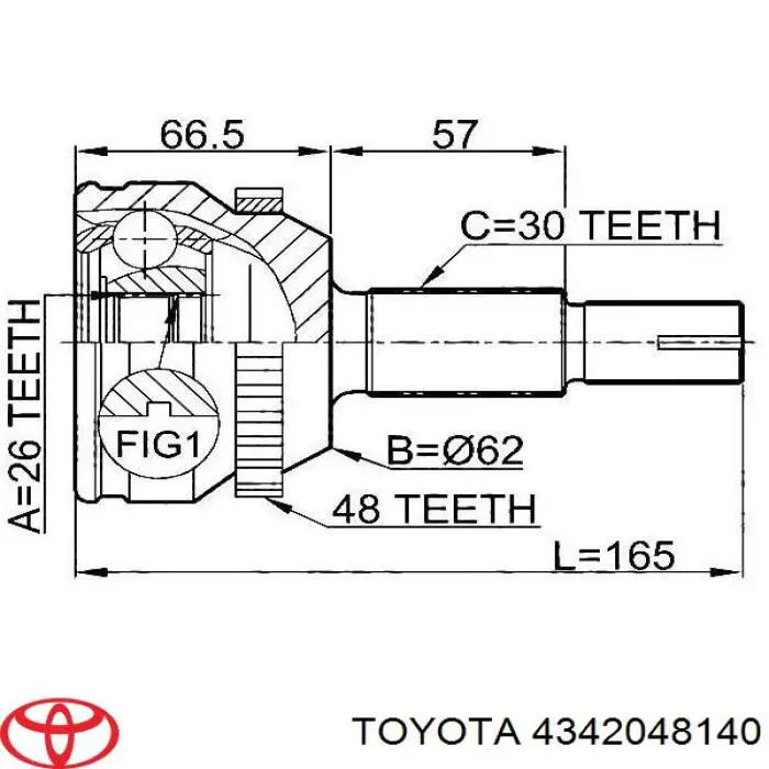 Привід передній лівий Toyota 4342048140 ціна, від 138.26 USD