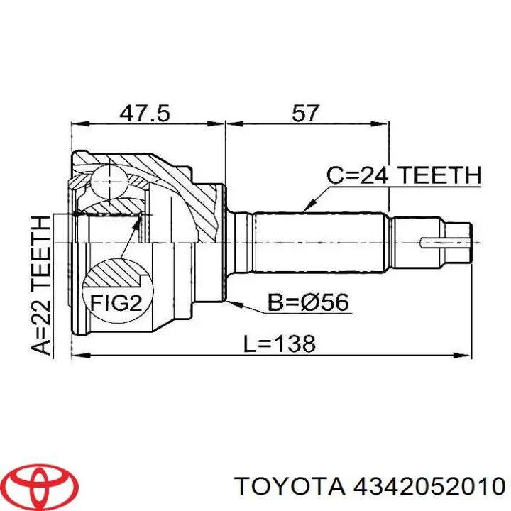 Привід передній лівий Toyota 4342052010 ціна, від 35.86 USD