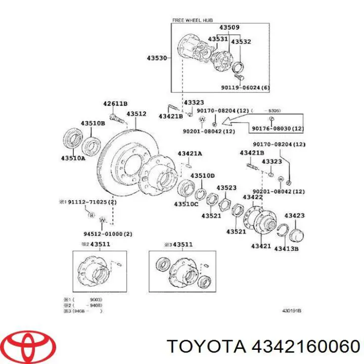 4342160060 Toyota фланець передньої маточини