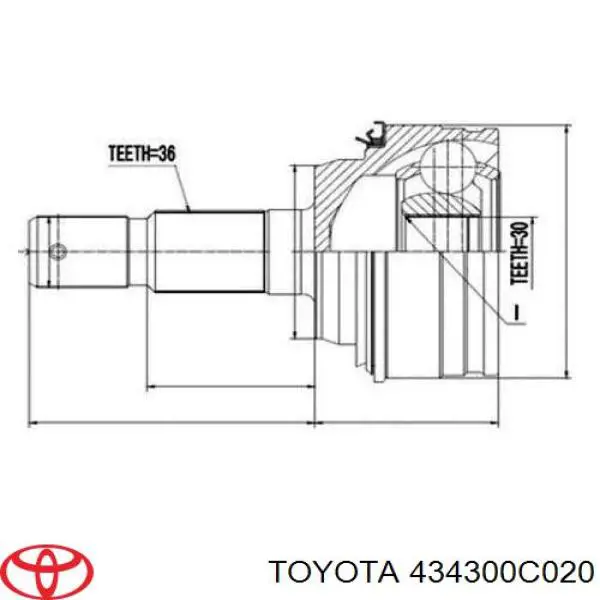434300C020 Toyota піввісь (привід передня)