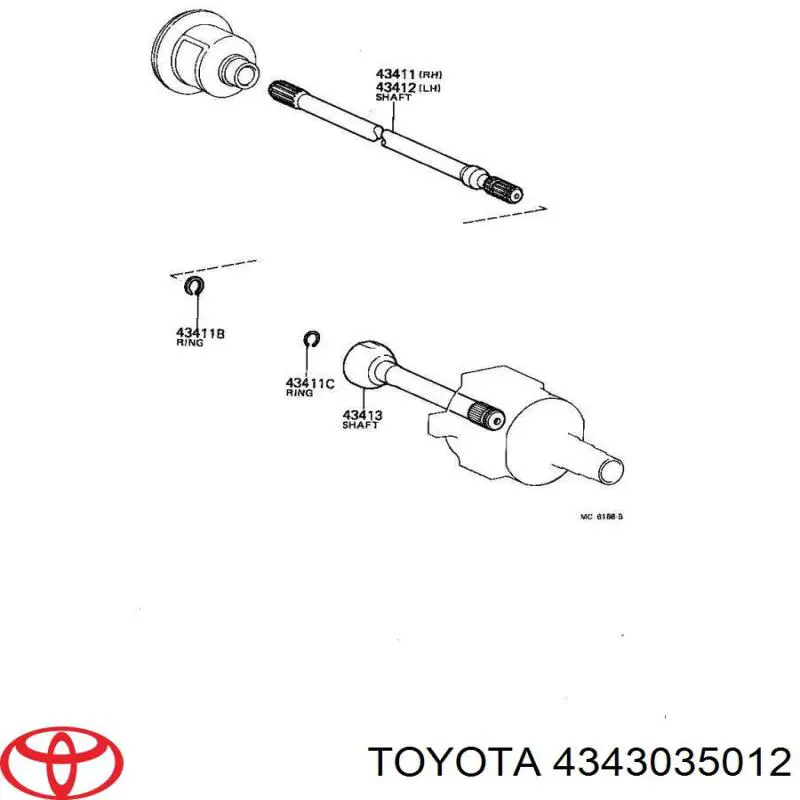 Вісь передня Toyota 4343035012 ціна, від 101.35 USD