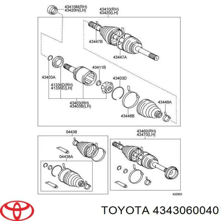 Піввісь (привід) передня 4343060040 Toyota