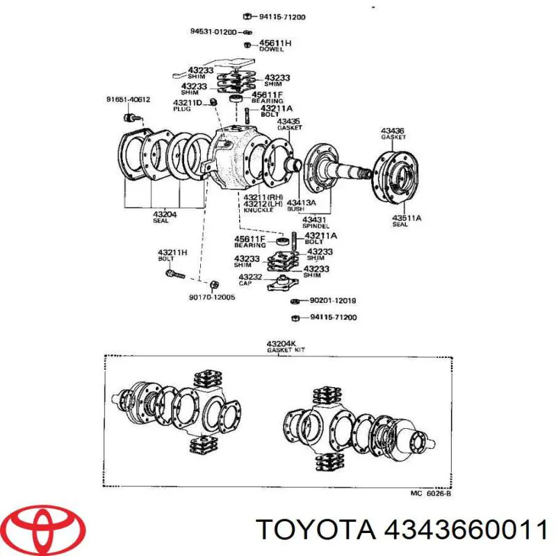 Прокладка фланця поворотного кулака Toyota 4343660011 ціна, від 1.39 USD