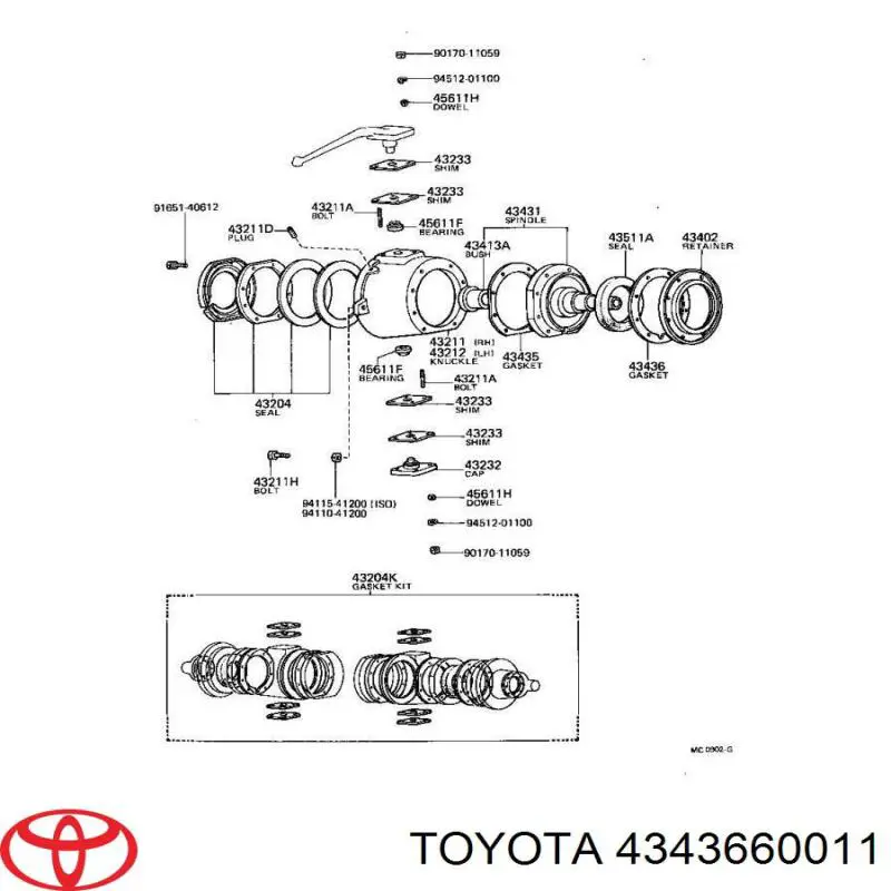 Прокладка фланця поворотного кулака на Toyota Hilux (N)