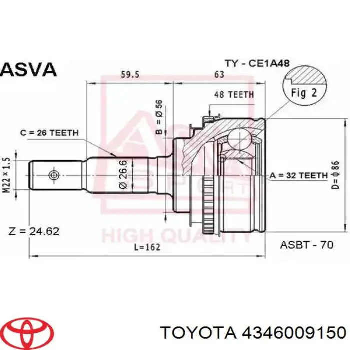Приводи задніх коліс Toyota 4346009150 ціна, від 227.66 USD