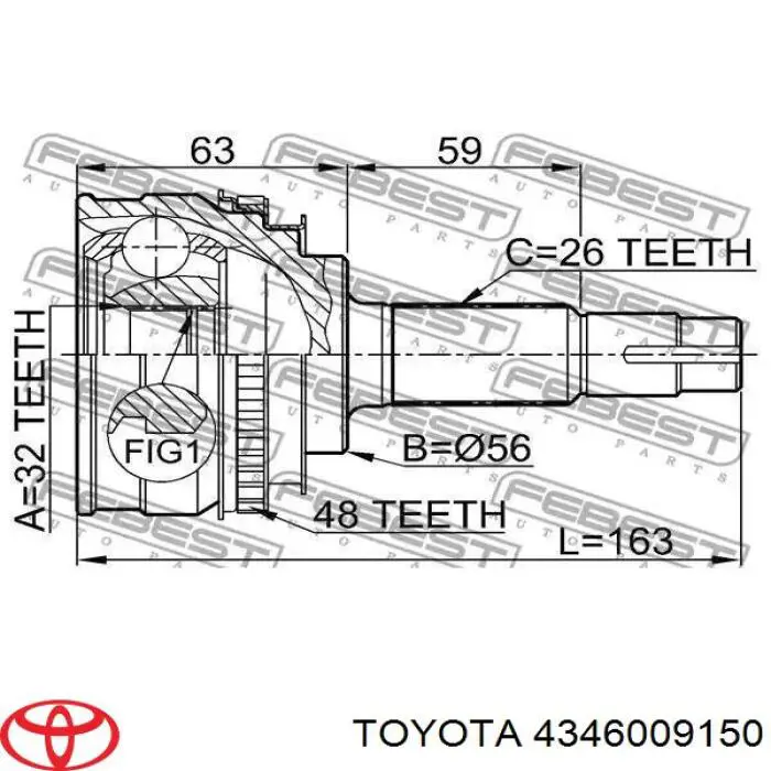Купити 4346009150 Toyota Піввісь задня