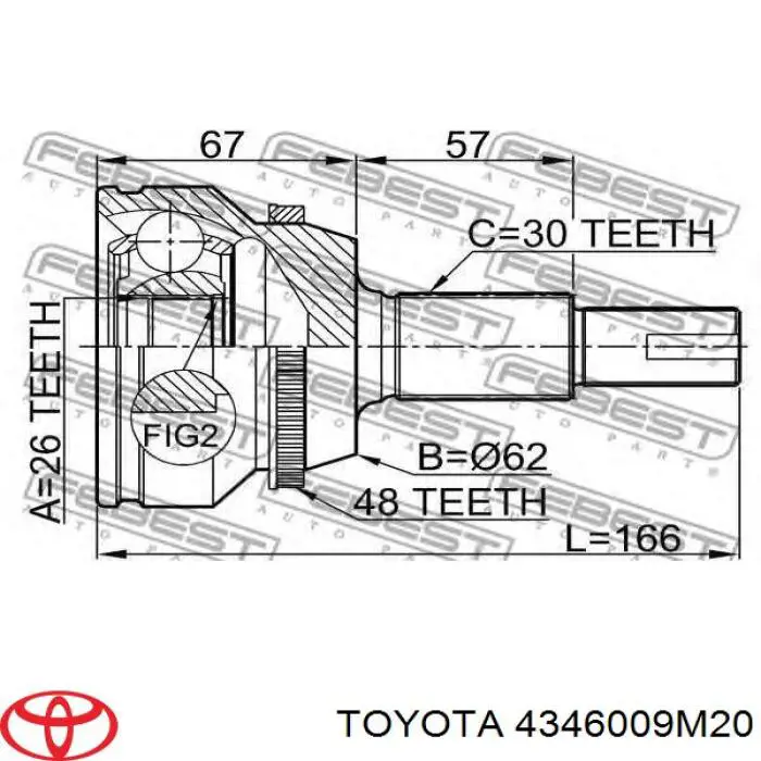 Піввісь передня, права Toyota 4346009M20 ціна, від 540.85 USD