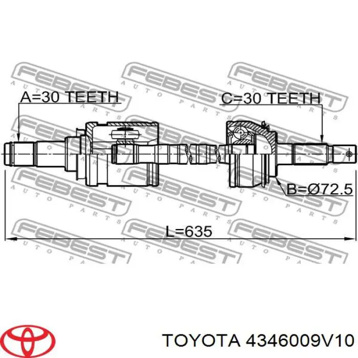 Вісь передня Toyota 4346009V10 ціна, від 291.95 USD