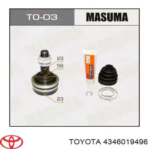 ШРУС зовнішній передній 4346019496 Toyota