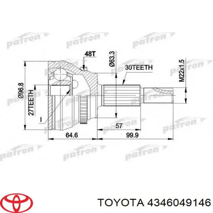 Купити 4346049146 Toyota Піввісь права