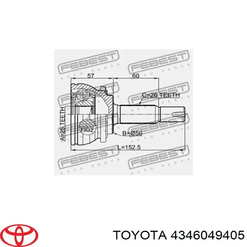Купити 4346049405 Toyota Шарнір приводу зовнішній