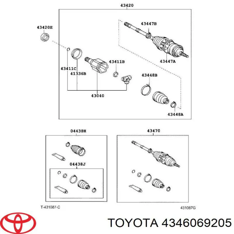 4346069205 Toyota Привід передній правий