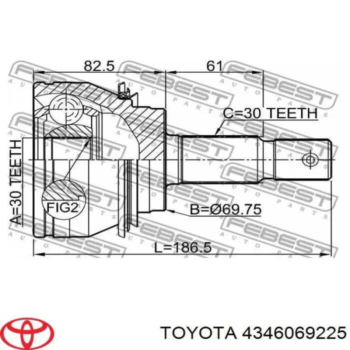 4346069185 Toyota піввісь (привід передня, права)