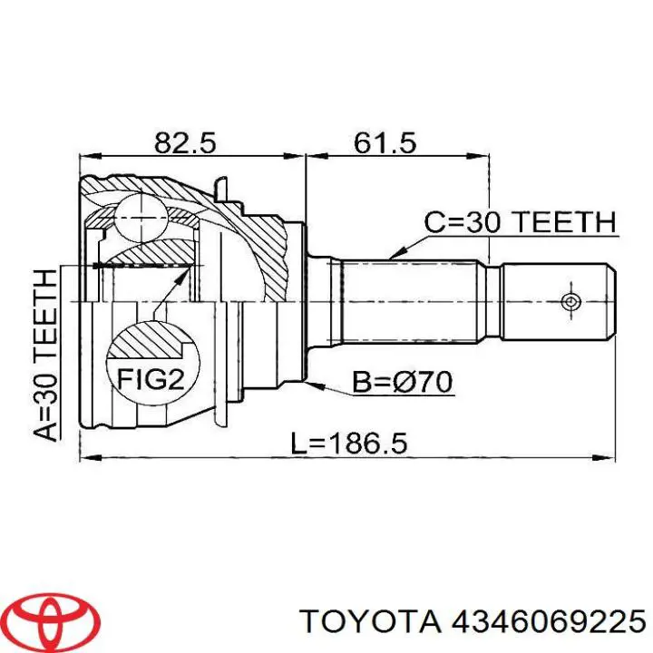 Піввісь передня, права Toyota 4346069185 ціна, від 371.00 USD