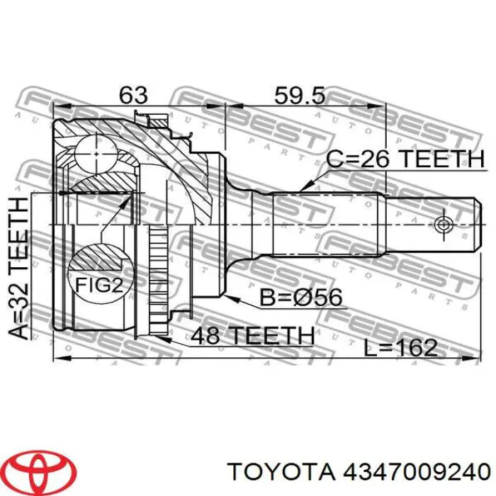 4347009240 Toyota шрус зовнішній передній