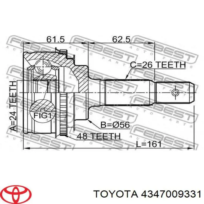 Купити 4347009331 Toyota Піввісь задня