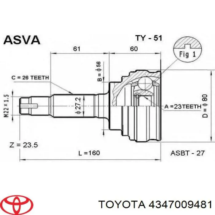 4347009481 Toyota Привід лівий