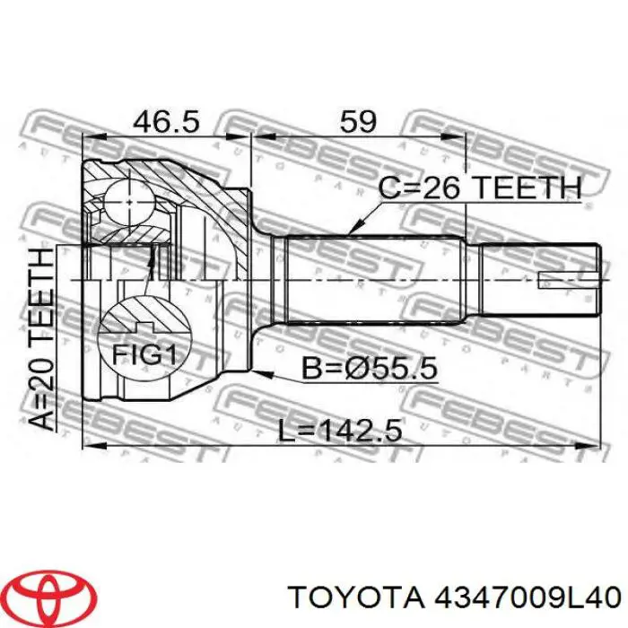 Купити 4347009L40 Toyota Піввісь права