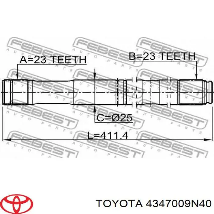 4347009N40 Toyota піввісь (привід передня, ліва)