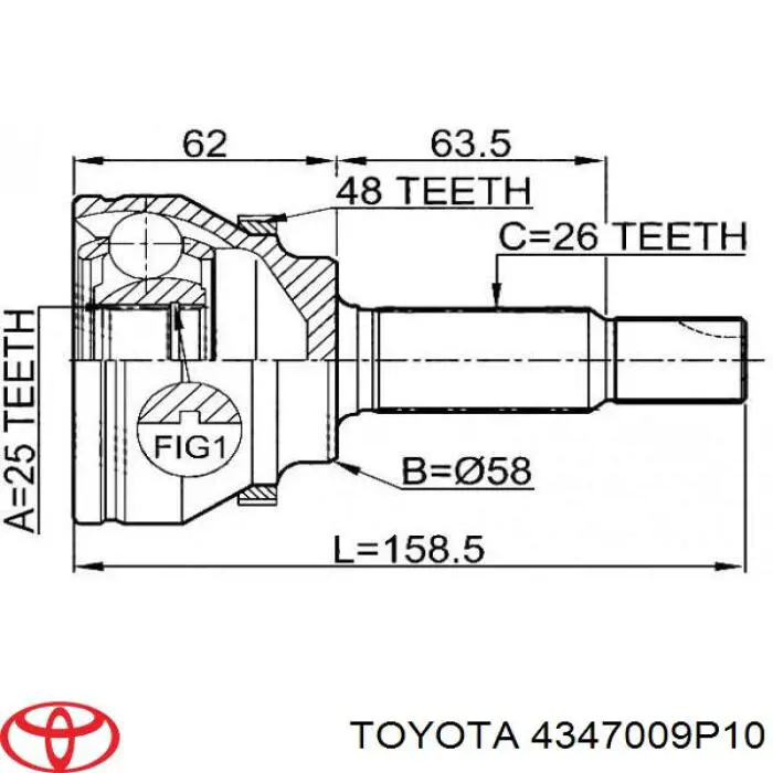 Купити 4347009P10 Toyota Шарнір приводу зовнішній