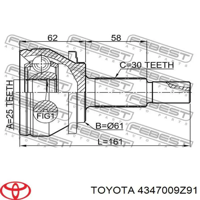 Ліва піввісь 434200F080 Toyota