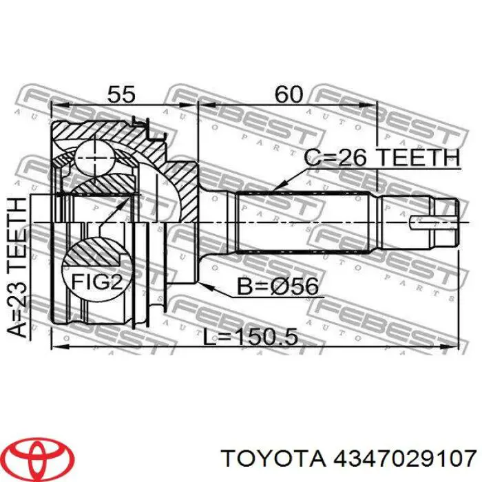 4347029107 Toyota шрус зовнішній передній