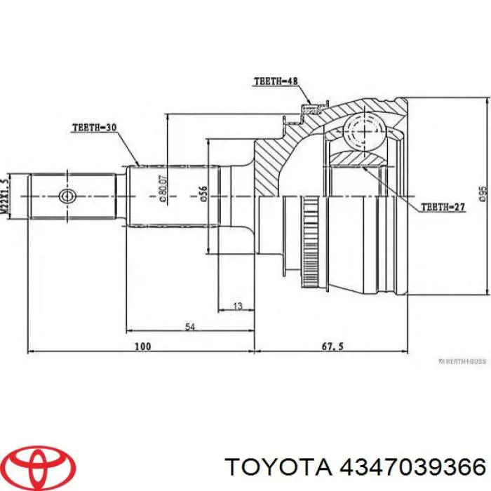 ШРУС зовнішній передній 4347039366 Toyota