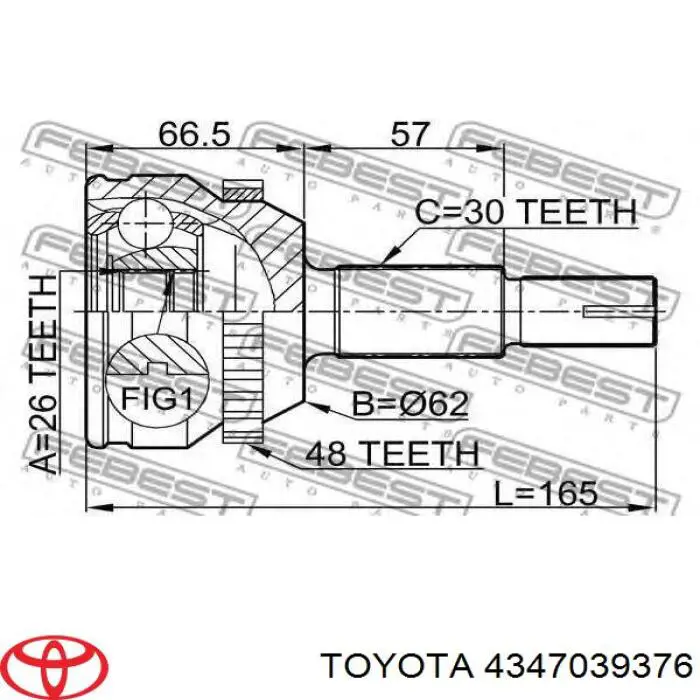 4347039376 Toyota Привід лівий