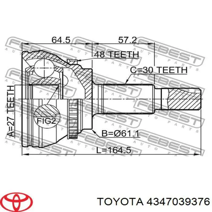 Купити 4347039376 Toyota Ліва піввісь