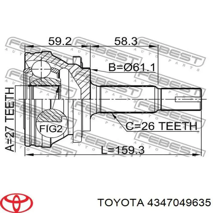 Піввісь (привід) передня, ліва Toyota RAV4 3 (Тойота Рав4)