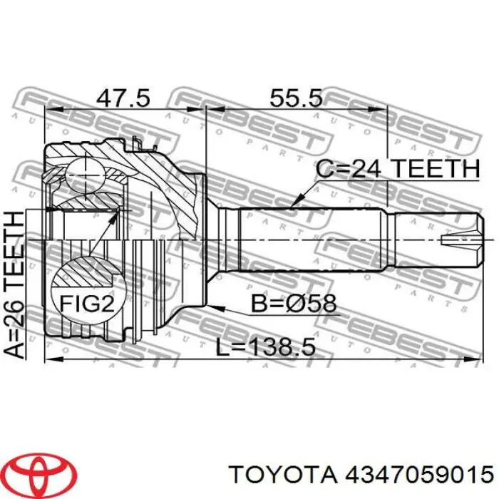 Привід передній лівий Toyota 4347059015 ціна, від 754.68 USD