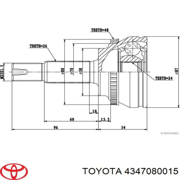Купити 4347080015 Toyota Шарнір приводу зовнішній