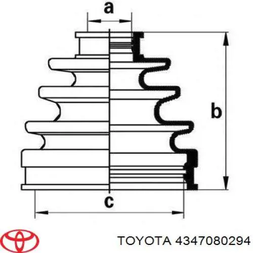 ШРУС зовнішній передній, правий 4347080294 Toyota