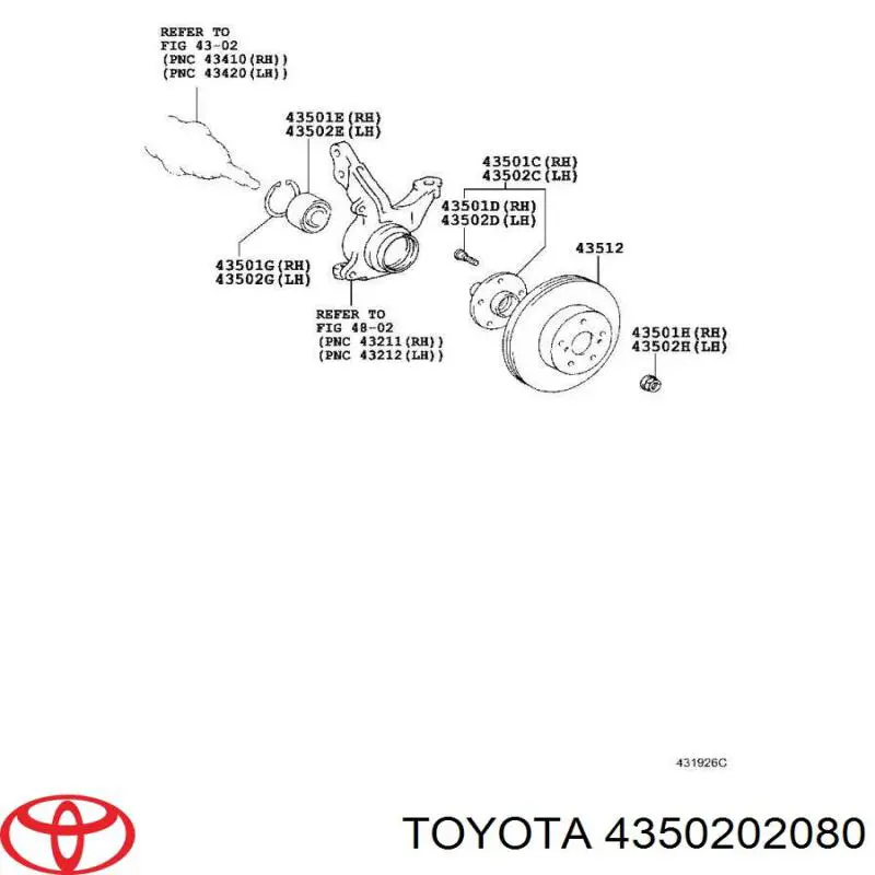 Купити 4350202080 Toyota Маточини передніх коліс