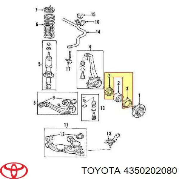 Маточина колеса передня Toyota 4350202080 ціна, від 125.99 USD