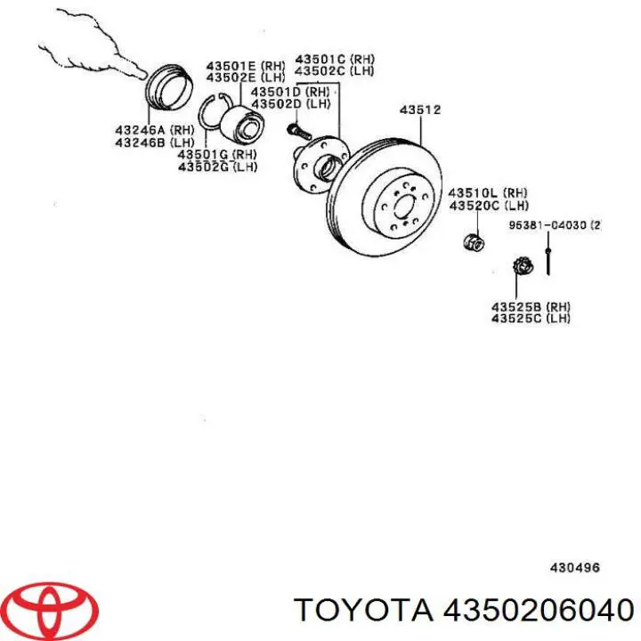 4350206040 Toyota Маточина (передня)