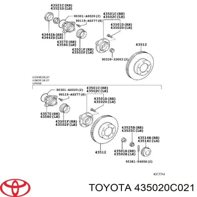 Маточина передня 435020C021 Toyota