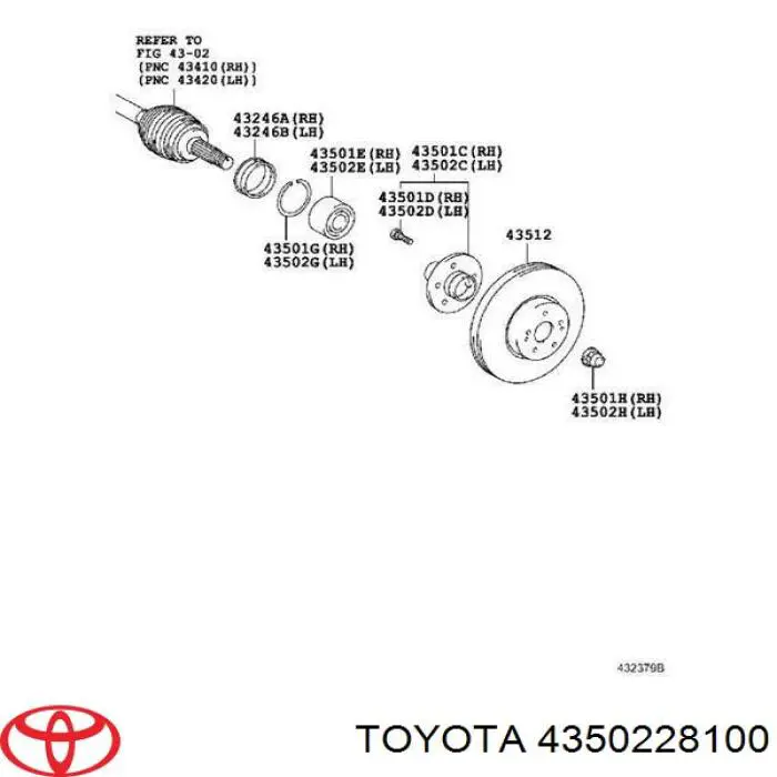 Маточина колеса передня Toyota 4350228100 ціна, від 44.44 USD