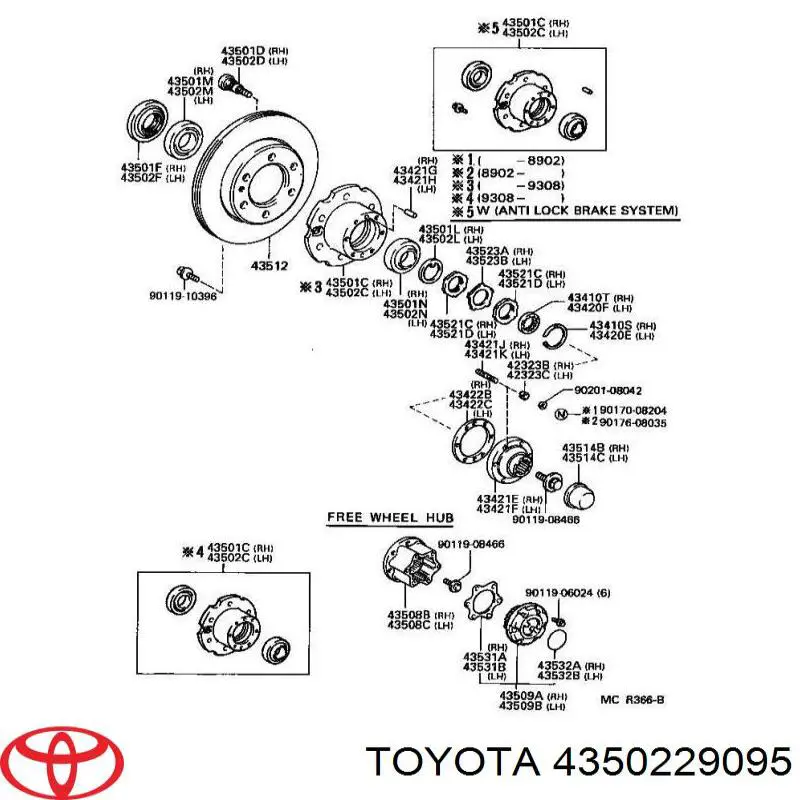 Маточина колеса передня Toyota 4350229095 ціна, від 56.43 USD